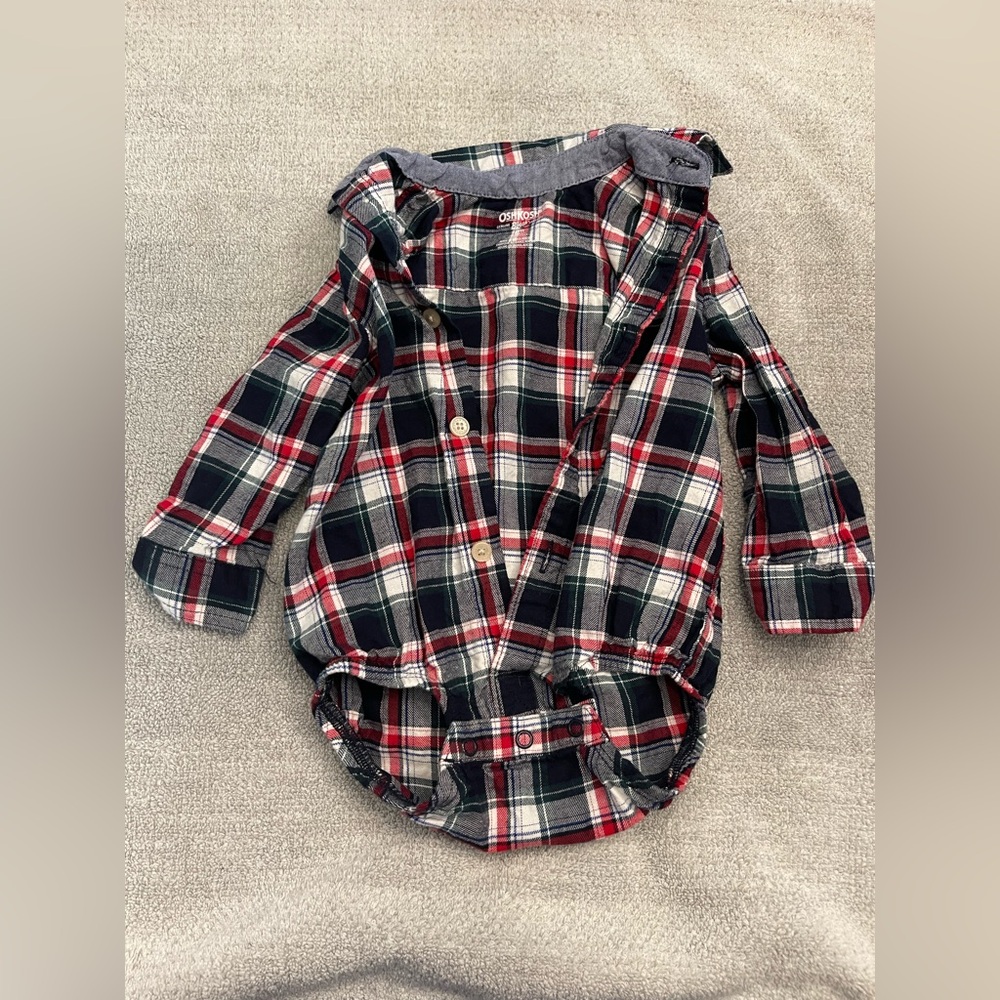 OshKosh B'gosh Red and Green Plaid Button Down Shirt